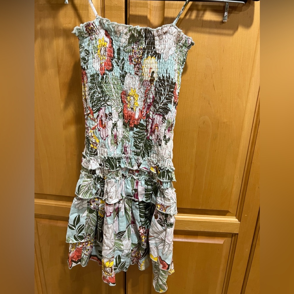 Sklar & Madison size Small linen green flower dress
